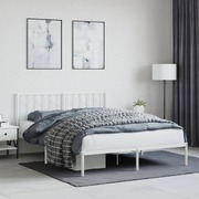 Pure Elegance: White Metal Bed Frame with Stylish Headboard