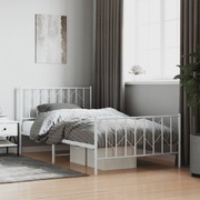 Metal Bed Frame with Headboard and Footboard White King Single