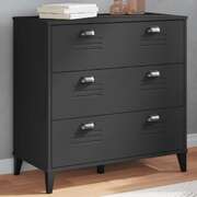 Stylish and Durable Black Engineered Wood Drawer Cabinet: Stylish Storage