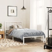 Metal Bed Frame with Headboard White