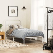 Metal Bed Frame with Headboard White  Single Size