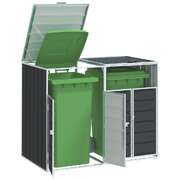 Wheelie Bin Storage for Double Bins Trash Can Shed Anthracite Steel