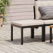 Modern Garden Stool with Cushioned Seat: Black Powder-Coated Steel Excellence
