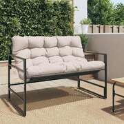 Elegant Taupe Garden Bench with Cushion - 113 cm Steel for Stylish Outdoor Seating