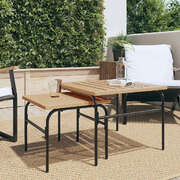 Stylish Garden Nest Coffee Tables: 2-Piece Set in Brown & Black Steel