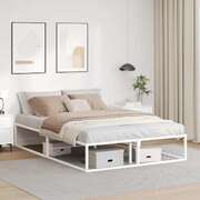 Bed Frame without Mattress White Double Metal - Durable
