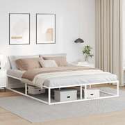 Bed Frame without Mattress White Queen Metal - Stylish