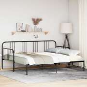 Daybed with Trundle without Mattress Black Single Metal - Durable