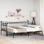 Daybed with Trundle without Mattress Black Single Metal - Stylish