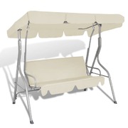 Outdoor Hanging Swing Chair with a Canopy for 3 Persons Sand White