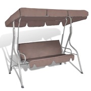 Outdoor Hanging Swing Chair with a Canopy Coffee for 3 Persons