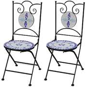 Folding Bistro Chairs 2 pcs Ceramic Blue and White