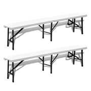 Folding Garden Benches 2 pcs 180 cm HDPE White