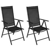 Folding Garden Chairs 2 pcs Aluminium and Textilene - Black