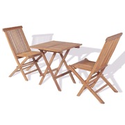 3 Piece Folding Bistro Set Solid Teak Wood
