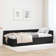 Cozy Corner Bed Frame Black Velvet and Engineered wood - Sleek Modern