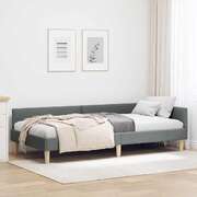 Modern Corner Bed Frame with Headboard Dark grey Fabric - Soft