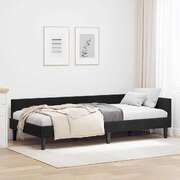 Elegant Corner Bed Frame Black Velvet and Engineered wood - High