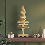 Luxury Wooden Christmas Tree with Stand Brown 60cm Solid pine wood