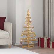 Minimalist Wooden Christmas Tree with Stand Brown 120cm Solid pine wood