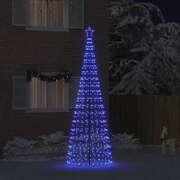 Stylish LED Christmas Tree with Ground Spikes Blue 400cm Iron - Premium