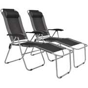 Reclining Camping Chairs 2 pcs Grey and Black