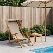 Outdoor Deck Chair Solid Wood Beige 67.5x113x103cm