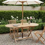 Folding Garden Table Natural Wood 160x80x76cm