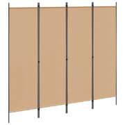 4-Panel Room Divider Beige Fabric Foldable | EXTG
