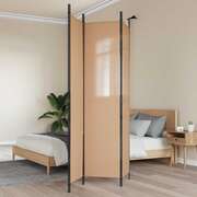 3-Panel Fabric Room Divider Beige 150x220cm | EXTG