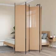 4-Panel Fabric Room Divider Beige 200x220cm | EXTG