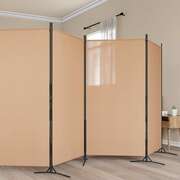 6-Panel Room Divider 520cm Beige Fabric | EXTG