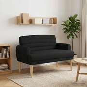 Button Tufted Loveseat Black Velvet Fabric | EXTG