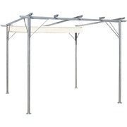 Pergola with Retractable Roof Cream White Steel 