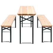 Folding Beer Table with 2 Benches 177 cm Pinewood