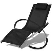 Outdoor Geometrical Sun Lounger Steel Black and Grey