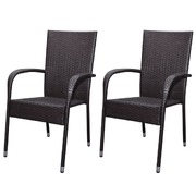Garden Chairs 2 pcs Poly Rattan Brown