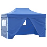 Foldable Tent Pop-Up with 4 Side Walls  Blue