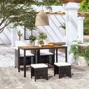 5 Piece Outdoor Dining Set Poly Rattan and Acacia Wood Black