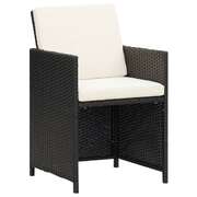 Garden Chairs 2 pcs with Cushions and Pillows Poly Rattan Black