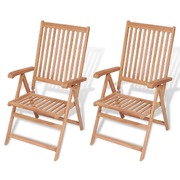 Reclining Garden Chairs 2 pcs Solid Teak Wood