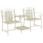 2 Seater Garden Bench 161 cm Steel White