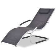 Sun Lounger with Pillow Aluminium and Textilene Black