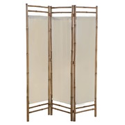 Folding 3-Panel Room Divider Bamboo and Canvas 120 cm