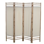Folding 4-Panel Room Divider Bamboo and Canvas 160 cm