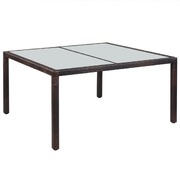 Garden Table 150x90x75 cm Brown Poly Rattan and Glass