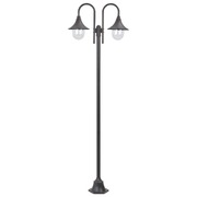 Garden Post Light E27 220 cm Aluminium 2-Lantern Bronze