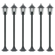 Garden Post Lights 6 pcs E27 110 cm Aluminium Dark Green