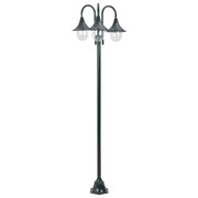 Garden Post Light E27 220 cm Aluminium 3-Lantern Dark Green
