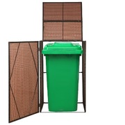Single Wheelie Bin Shed Poly Rattan Brown